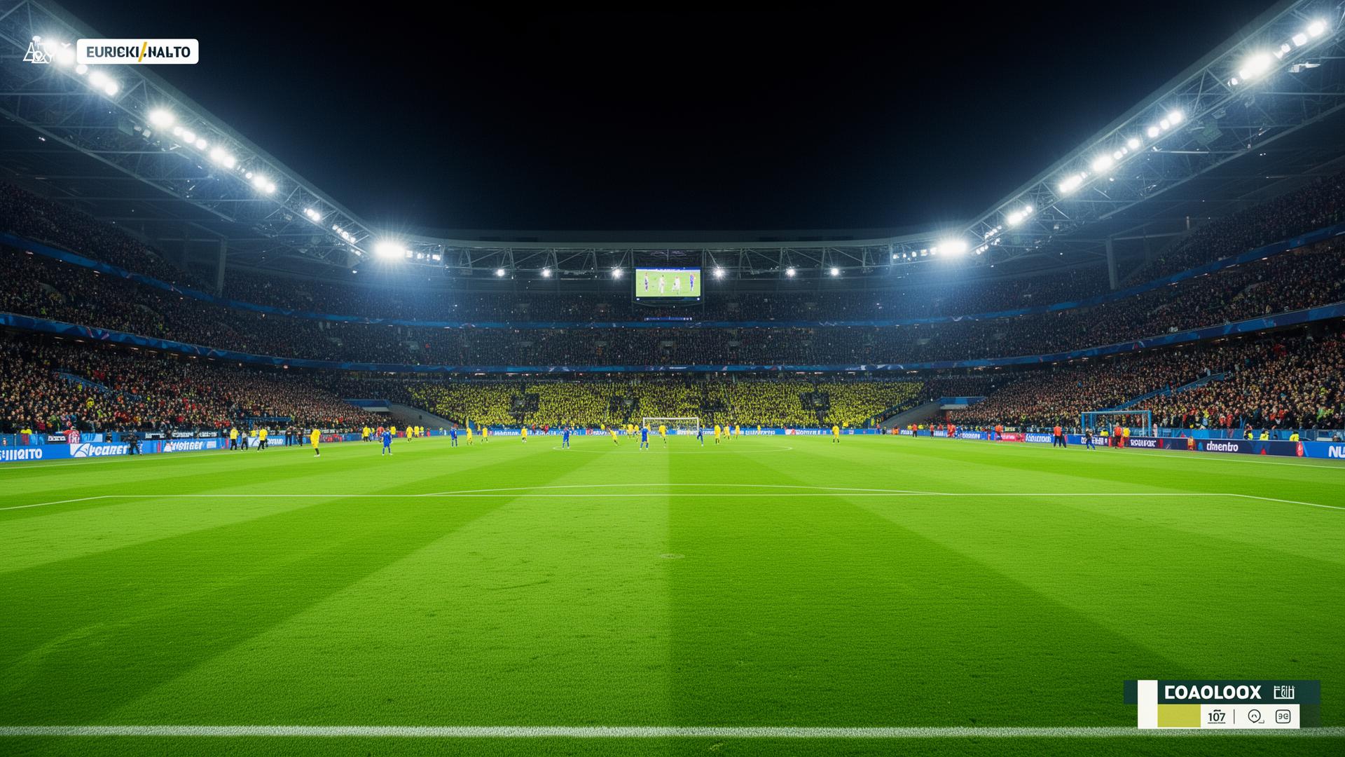 Transmissão de jogo da Copa com logos sobrepostos